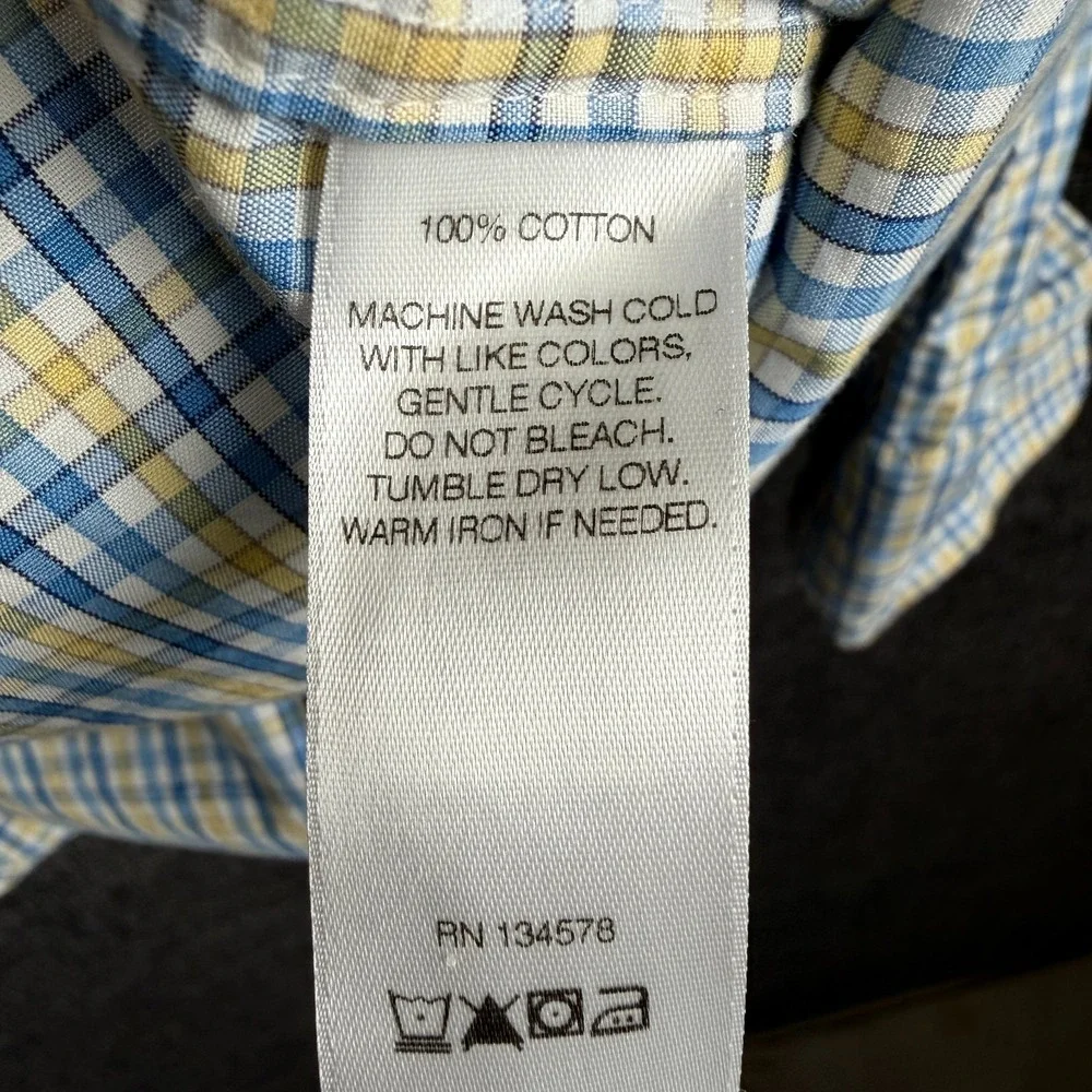 Vineyard Vines Classic Fit Murray Shirt Large Blue Yellow Check‎ Whale Logo